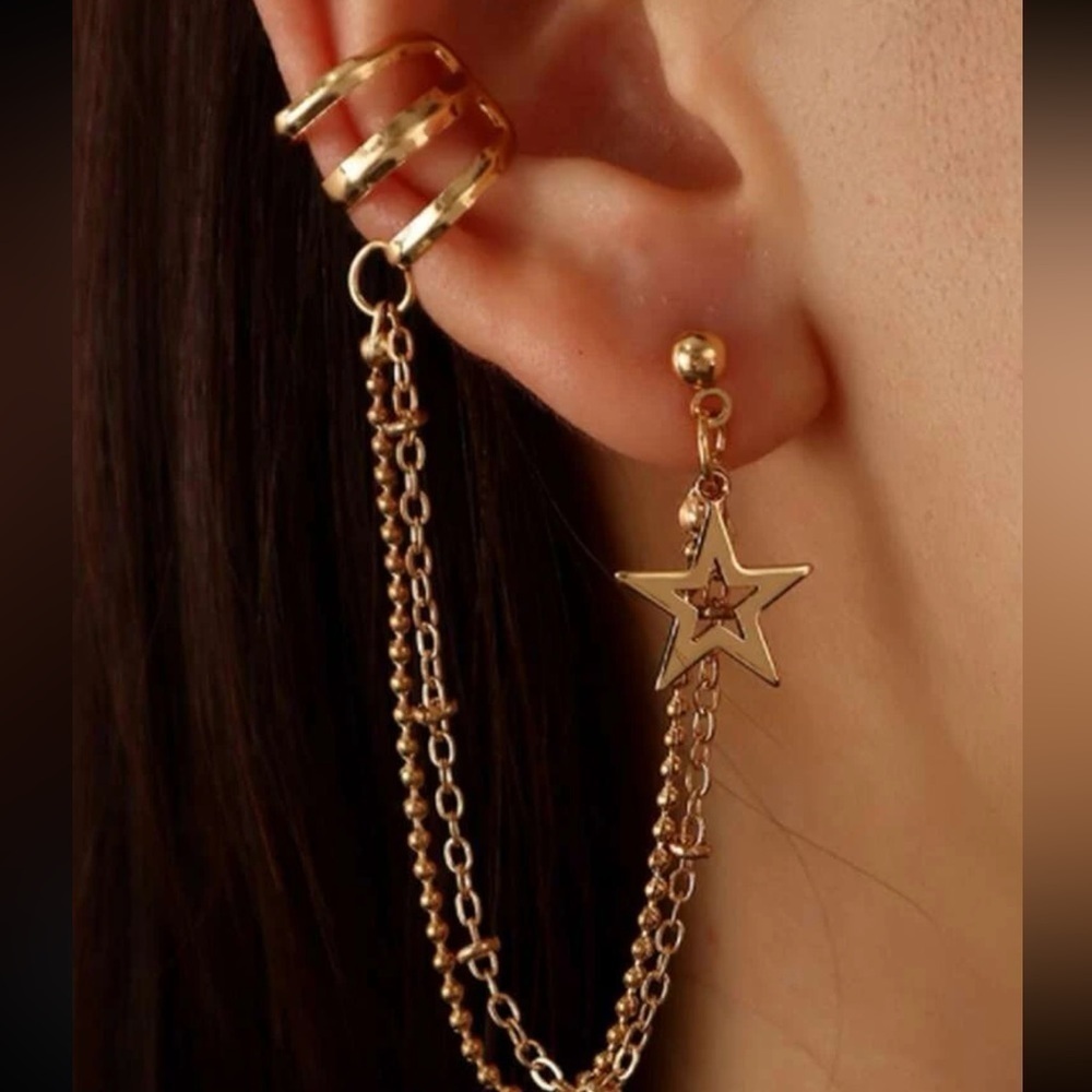 Gold 3/$30 1pc Star Ear Cuff Earring